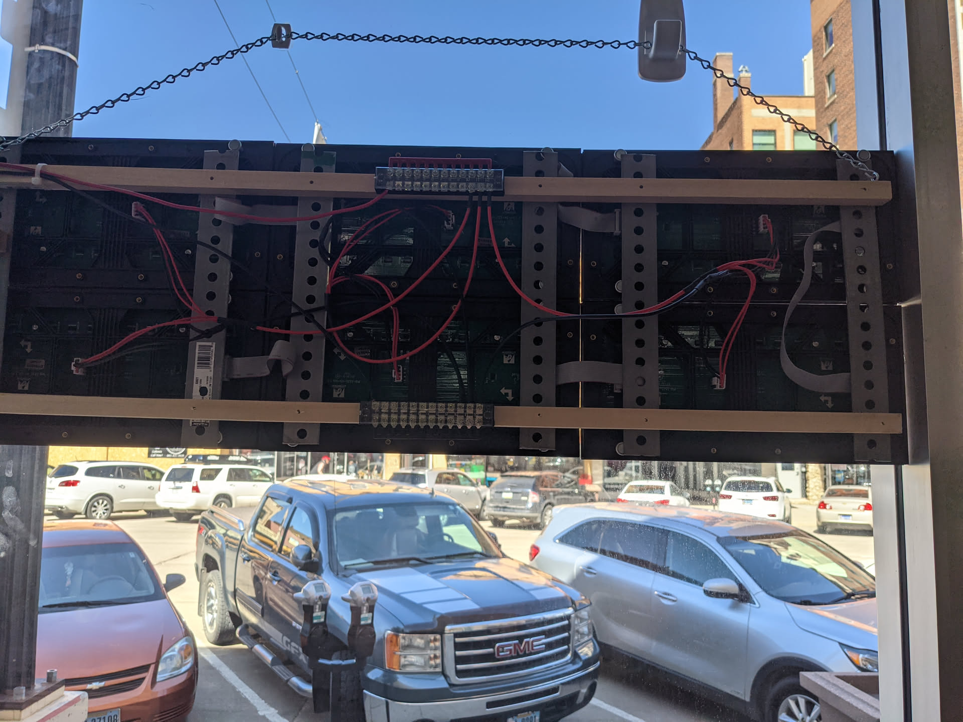 LED sign hardware mounted inside the enclosure